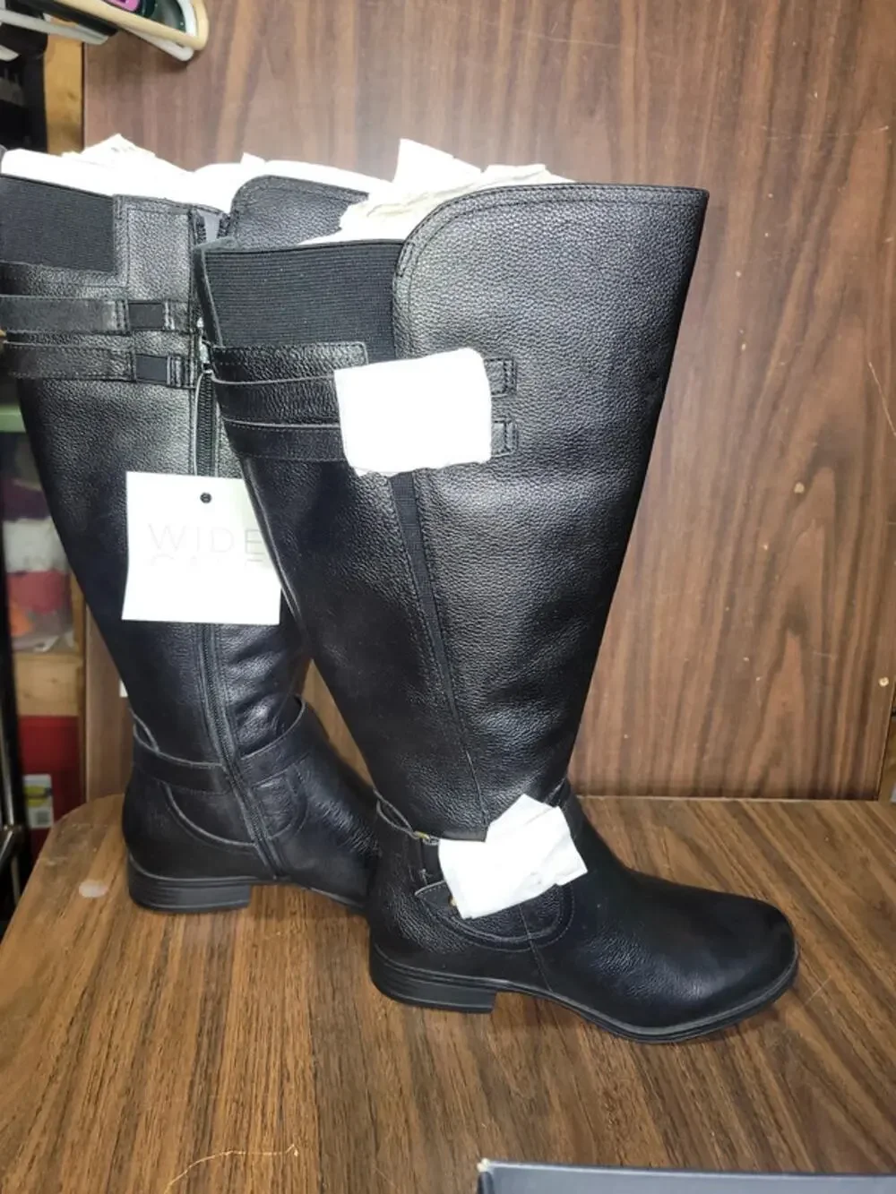 Naturalizer Womens 6 Jackie Black Leather Riding Boots Knee-High Zip NWT